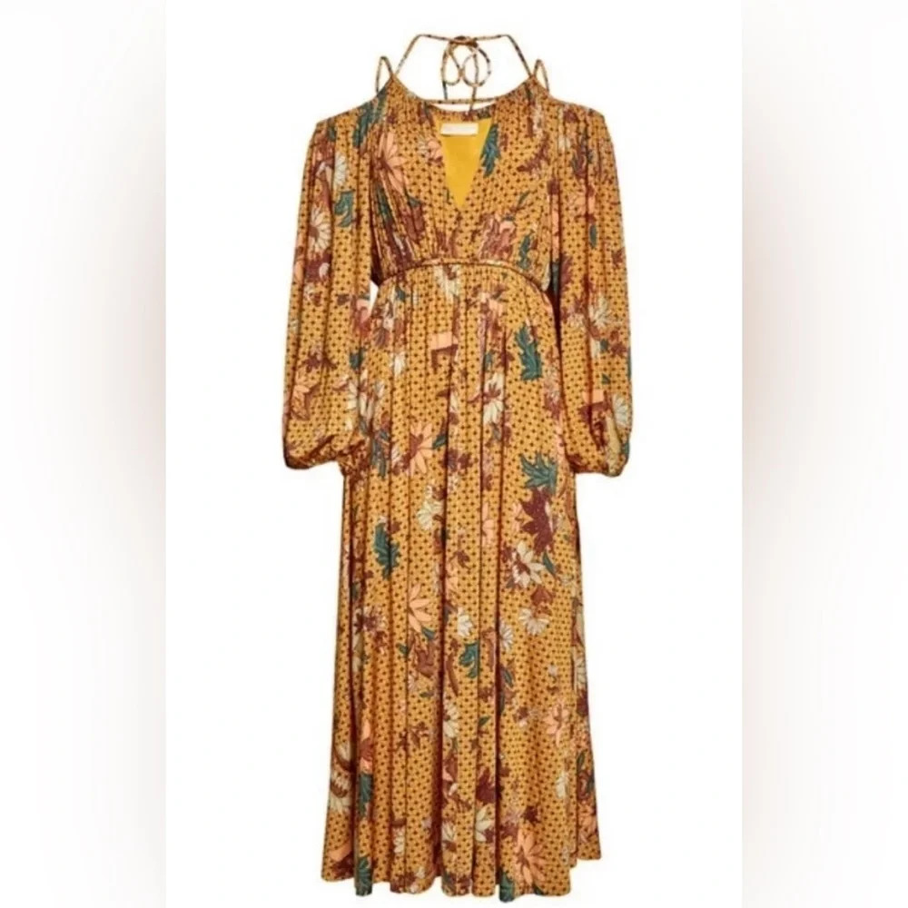 Ulla Johnson Noemi Cold Shoulder Floral Midi Dress - Picture 12 of 14